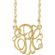 10K Imitation Diamond Script Monogram Necklace with 2 or 3 Initials in Various Sizes