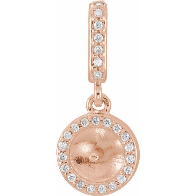 14K Rose .06 CTW Natural Diamond Semi-Set Pendant for 5.5-6 mm Pearl