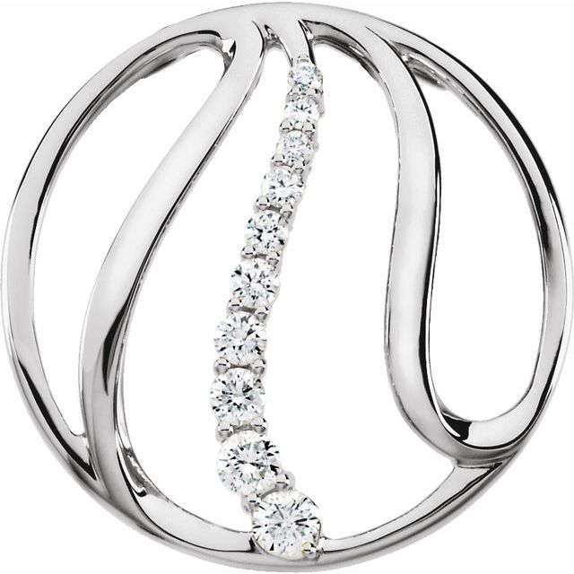 14K White 3/4 CTW Natural Diamond Journey Pendant