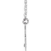 Rhodium-Plated Sterling Silver 25 mm 3-Initial Imitation Garnet Script Monogram Necklace