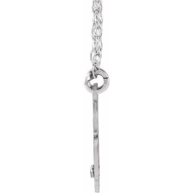 Rhodium-Plated Sterling Silver 25 mm 3-Initial Imitation Garnet Script Monogram Necklace