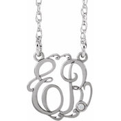 10K Imitation and Natural Diamond Script Monogram Necklace with 2 or 3 Initials