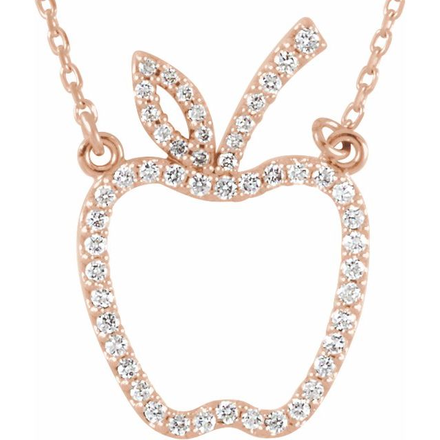 14K Rose 1/5 CTW Natural Diamond Apple 16" Necklace