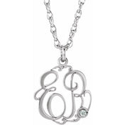 10K Imitation and Natural Diamond Script Monogram Necklace with 2 or 3 Initials