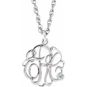 10K Imitation and Natural Diamond Script Monogram Necklace with 2 or 3 Initials