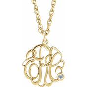 10K Imitation and Natural Diamond Script Monogram Necklace with 2 or 3 Initials