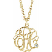 10K Imitation Diamond Script Monogram Necklace with 2 or 3 Initials in Various Sizes