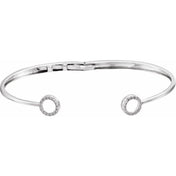 14K White 1/6 CTW Natural Diamond Circle Hinged Cuff 7" Bracelet