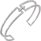 14K White 3/4 CTW Natural Diamond Cuff 6" Bracelet