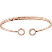 14K Rose 1/6 CTW Natural Diamond Circle Hinged Cuff 7" Bracelet