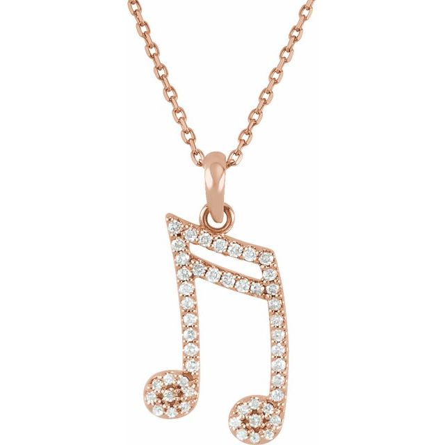 14K Rose 1/5 CTW Natural Diamond Double Sixteenth Note 16" Necklace