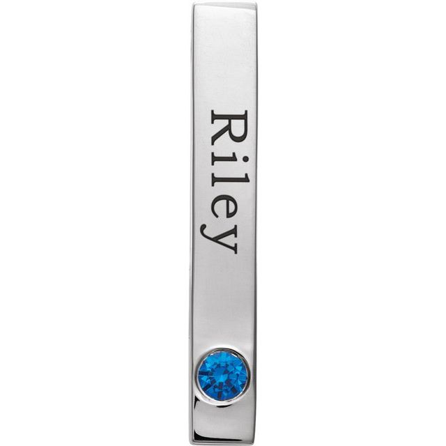 Custom Engravable Vertical Bar Pendant with Gemstones