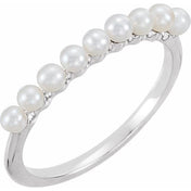 Platinum Freshwater Cultured Pearl Stackable Ring - Elegant Jewelry by Platinum