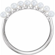 Platinum Freshwater Cultured Pearl Stackable Ring - Elegant Jewelry by Platinum
