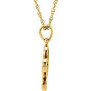 14K Yellow .03 CT Natural Diamond Flower 18" Necklace