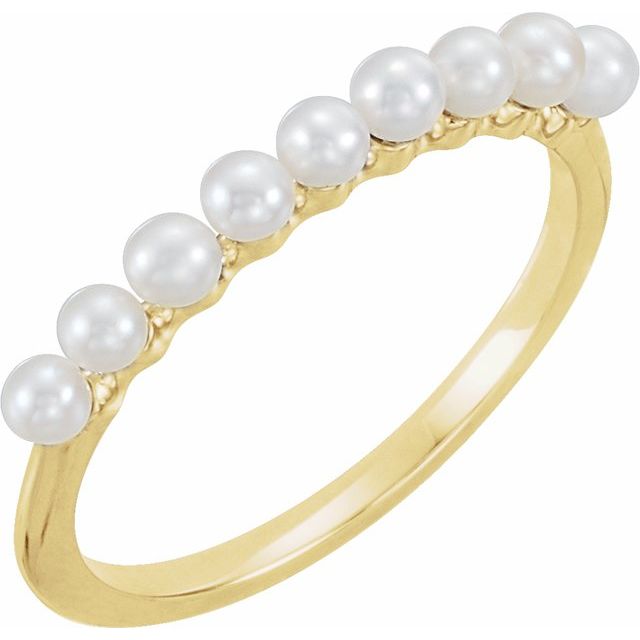 14K Yellow Freshwater Cultured Pearl Stackable Ring - Elegant Design