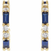 14K Yellow Lab-Grown Blue Sapphire & 1/2 CTW Natural Diamond 17.2 mm Hoop Earrings