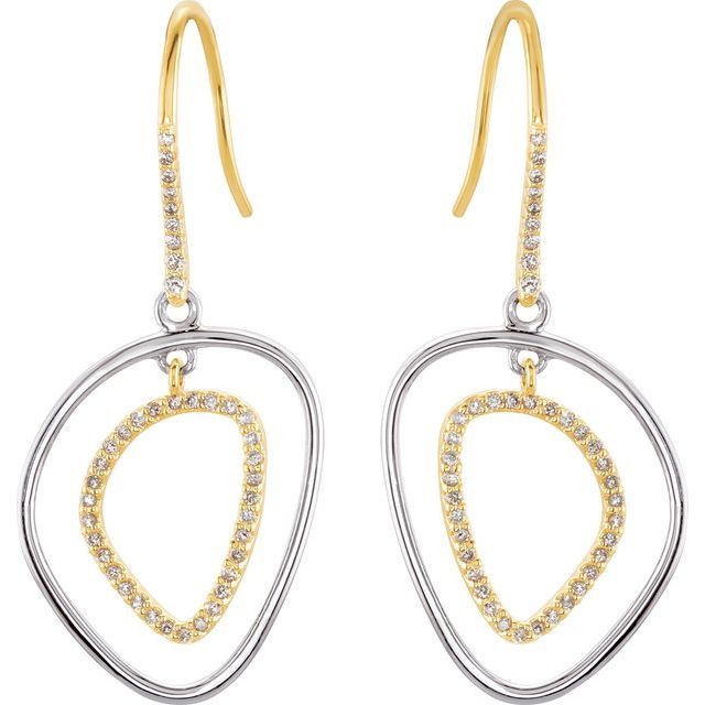 14K Yellow & Sterling Silver 3/8 CTW Natural Diamond Earrings