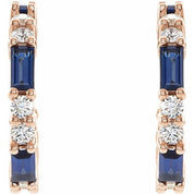 14K Rose Lab-Grown Blue Sapphire & 1/2 CTW Natural Diamond 17.2 mm Hoop Earrings
