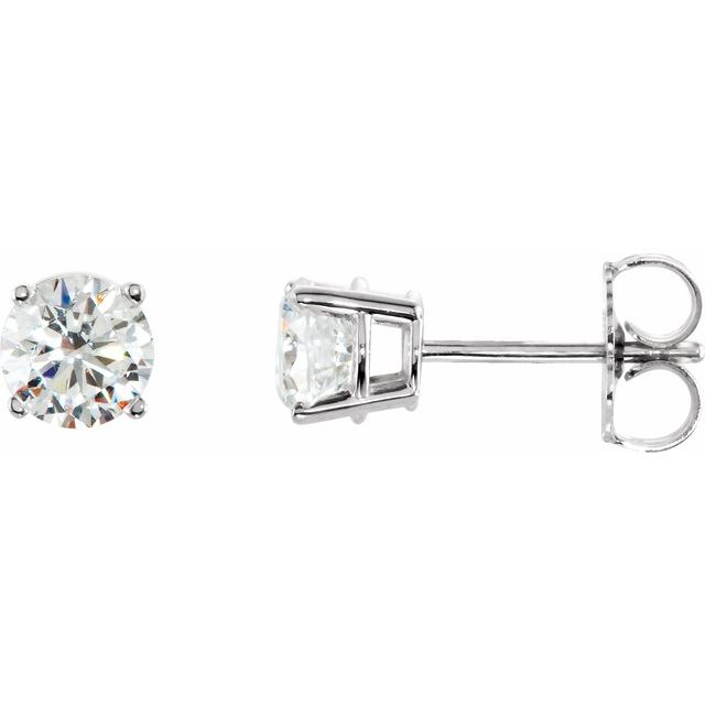 Sterling Silver 7 mm Imitation White Cubic Zirconia Stud Earrings