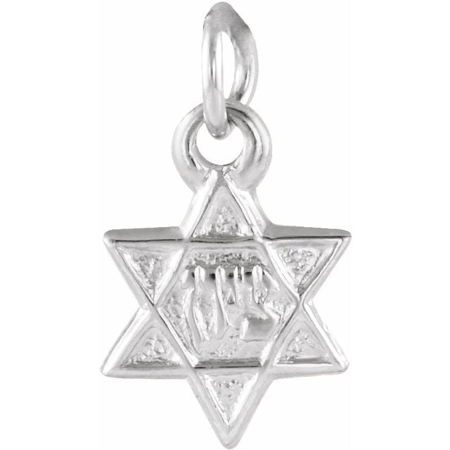 14K White 7.5x7 mm Star of David Pendant