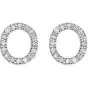 Platinum 1/8 CTW Natural Diamond Initial O Earrings