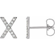 Platinum .05 CTW Natural Diamond Initial X Earring