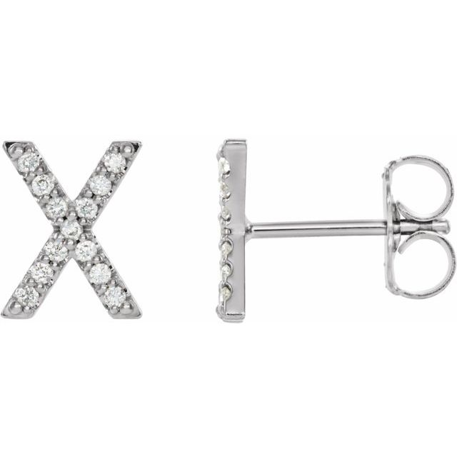 Platinum .05 CTW Natural Diamond Initial X Earring