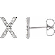 Sterling Silver 1/10 CTW Natural Diamond Initial X Earrings