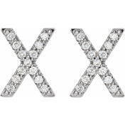 14K White 1/10 CTW Natural Diamond Initial X Earrings
