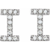 Sterling Silver .08 CTW Natural Diamond Initial I Earrings