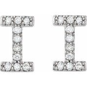14K White .08 CTW Natural Diamond Initial I Earrings