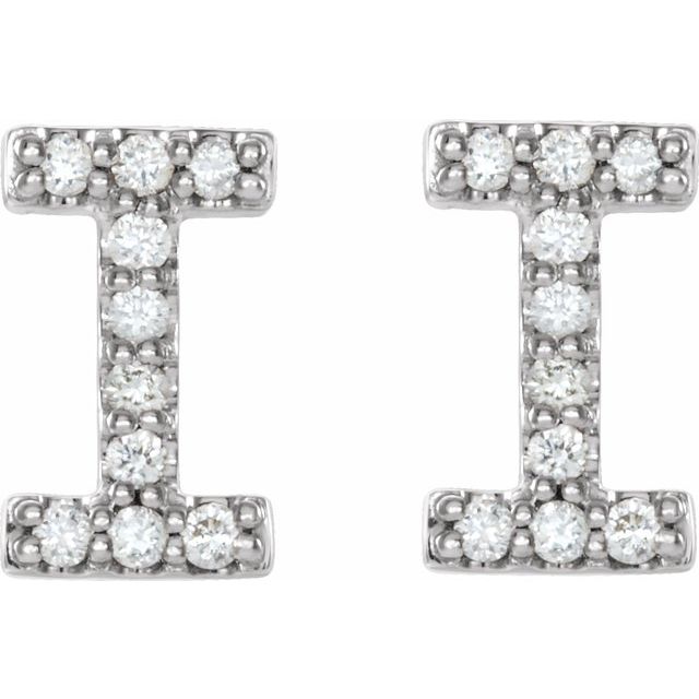 14K White .08 CTW Natural Diamond Initial I Earrings