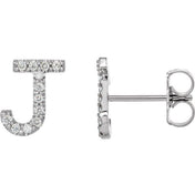14K White 1/10 CTW Natural Diamond Initial J Earrings