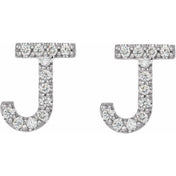 Sterling Silver 1/10 CTW Natural Diamond Initial J Earrings