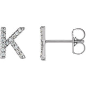 Sterling Silver 1/8 CTW Natural Diamond Initial K Earrings