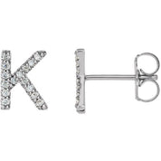Sterling Silver 1/8 CTW Natural Diamond Initial K Earrings