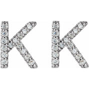 Sterling Silver 1/8 CTW Natural Diamond Initial K Earrings