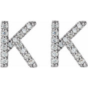 Platinum 1/8 CTW Natural Diamond Initial K Earrings