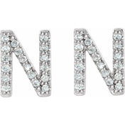 Platinum 1/8 CTW Natural Diamond Initial N Earrings