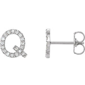 Platinum 1/8 CTW Natural Diamond Initial Q Earrings
