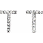 Sterling Silver 1/10 CTW Natural Diamond Initial T Earrings