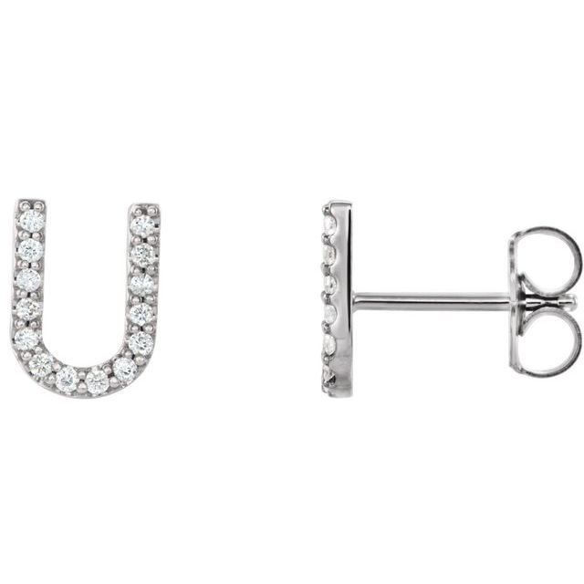 Sterling Silver .05 CTW Natural Diamond Initial U Earring - Motek Jewelry