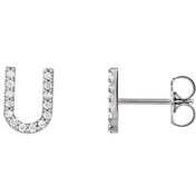 14K White .05 CTW Natural Diamond Initial U Earring