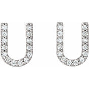 Sterling Silver 1/8 CTW Natural Diamond Initial U Earrings