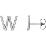 Sterling Silver 1/6 CTW Natural Diamond Initial W Earrings