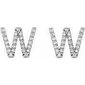 Sterling Silver 1/6 CTW Natural Diamond Initial W Earrings