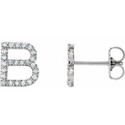 Sterling Silver .08 CTW Natural Diamond Initial B Earring