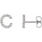 Sterling Silver 1/10 CTW Natural Diamond Initial C Earrings