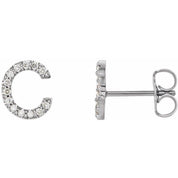Sterling Silver 1/10 CTW Natural Diamond Initial C Earrings